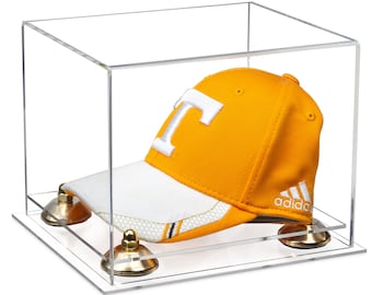Clear Acrylic Baseball Hat or Cap Display Case with Risers and Clear Base (A006-CB)