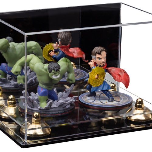 Versatile Acrylic Display Case - Small Rectangle Box with Mirror, shops Wall Mount, Risers and Clear Base 9.5