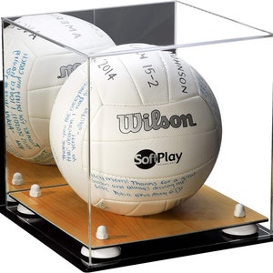 Volleyball Riser Deluxe Clear Acrylic Volleyball Display Case With Risers and Wood Floor ...
