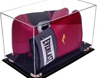 Deluxe Clear Acrylic Single or Double Boxing Glove Display Case with Risers (A011)