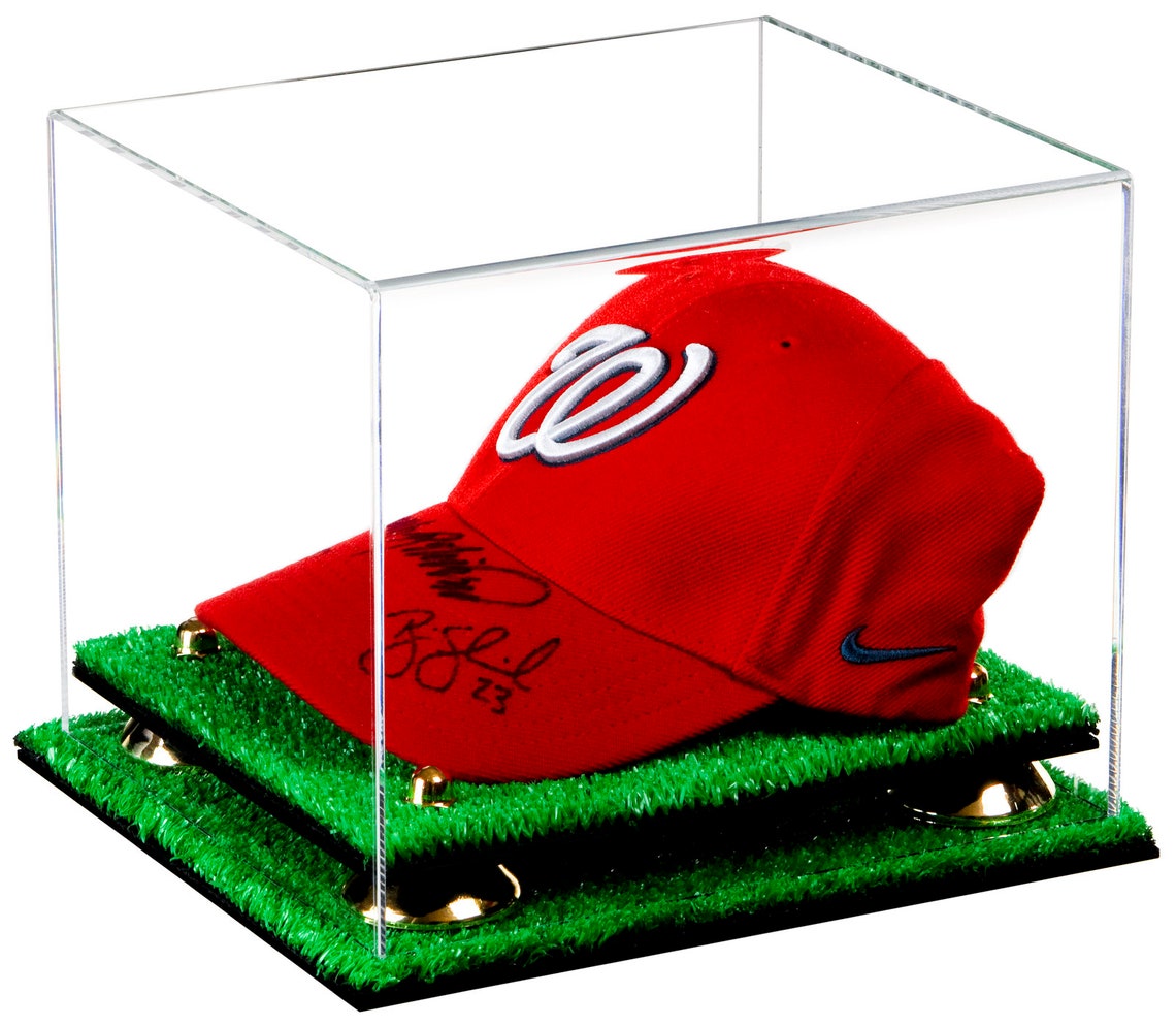 Clear Acrylic Baseball Cap Display Case With Risers and Turf Etsy