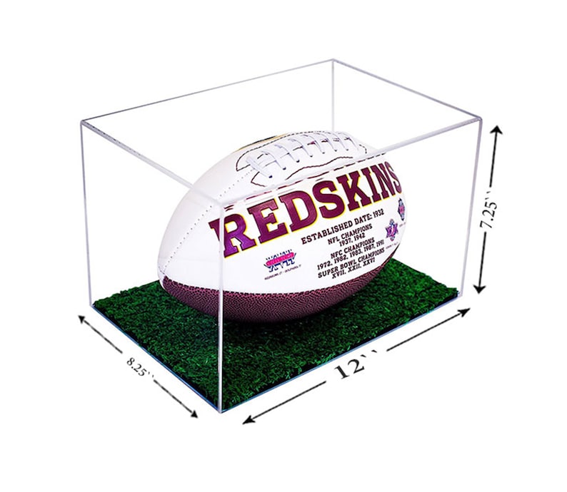 A018-TB Deluxe Acrylic Football Display Case with Turf Bottom
