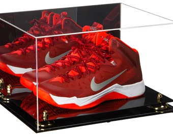 Acrylic Basketball Shoe Pair Display Case with Mirror, Risers and Black Base (V13)