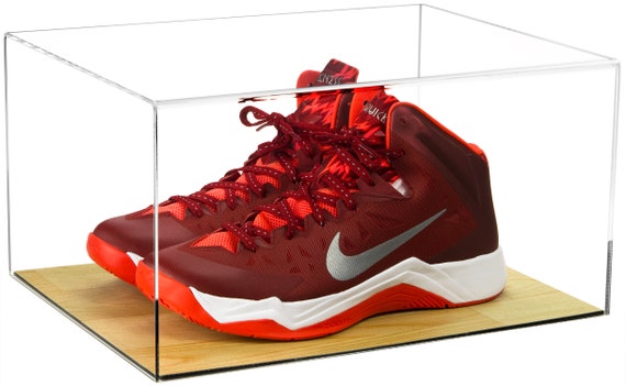 Basketball Shoe Acrylic Display Case with Mirror and Wood Floor A025