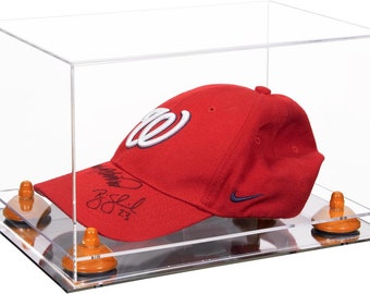 Better Display Cases Clear Acrylic Snapback Hat or Baseball Cap Display Case with  Risers and Mirror Base (A018/V40)