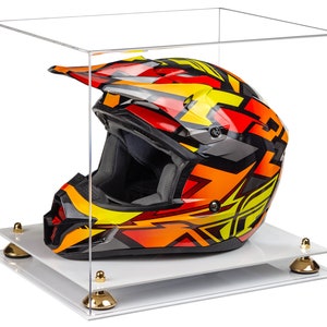 Clear Acrylic Motorcycle Motocross or Nascar Racing Helmet Display Clear Case with Risers and Base (A024/V61)