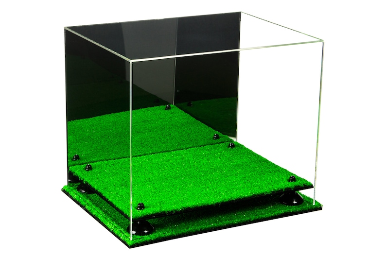 Deluxe Acrylic Catchers Helmet Display Case with Risers A002-TB Mirror and Turf Base
