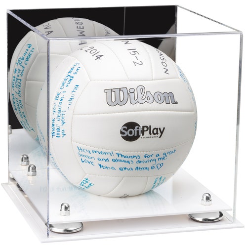 Acrylic Volleyball Display Case with Mirror, shops Risers and White Base (A027-WB)