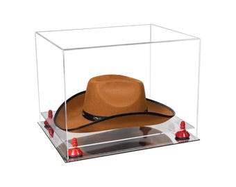 Better Display Cases Acrylic Cowboy Hat Display Case with Risers and Base - 16" x 13" x 12" (A024-B/V61B)