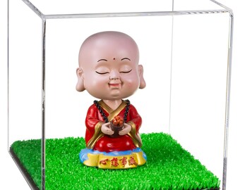 Better Display Cases Versatile Acrylic Clear Display Case, Cube, Dust Cover or Riser with Turf Base 6" x 6" x 6" (A058/V31)
