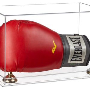 Clear Acrylic Single or Double Boxing Glove Display Case with Risers and Clear Base (A011-CB)