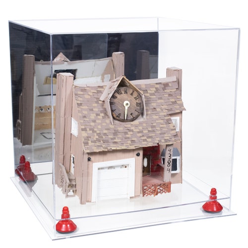 Versatile Display Case - Large shops Square Box with Clear & Mirror Case with Risers and Clear Base 15.5