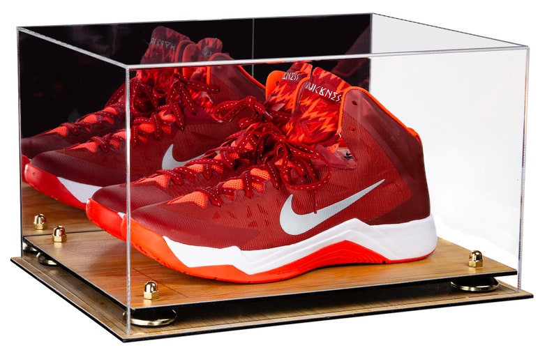 Basketball Shoe Acrylic Display Case with Mirror and Wood Floor A025
