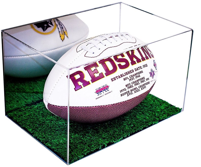 A018-TB Deluxe Acrylic Football Display Case with Turf Bottom