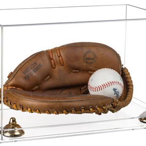Clear Acrylic Baseball Catchers Glove Display Case with Risers and Clear Base (A011-CB)