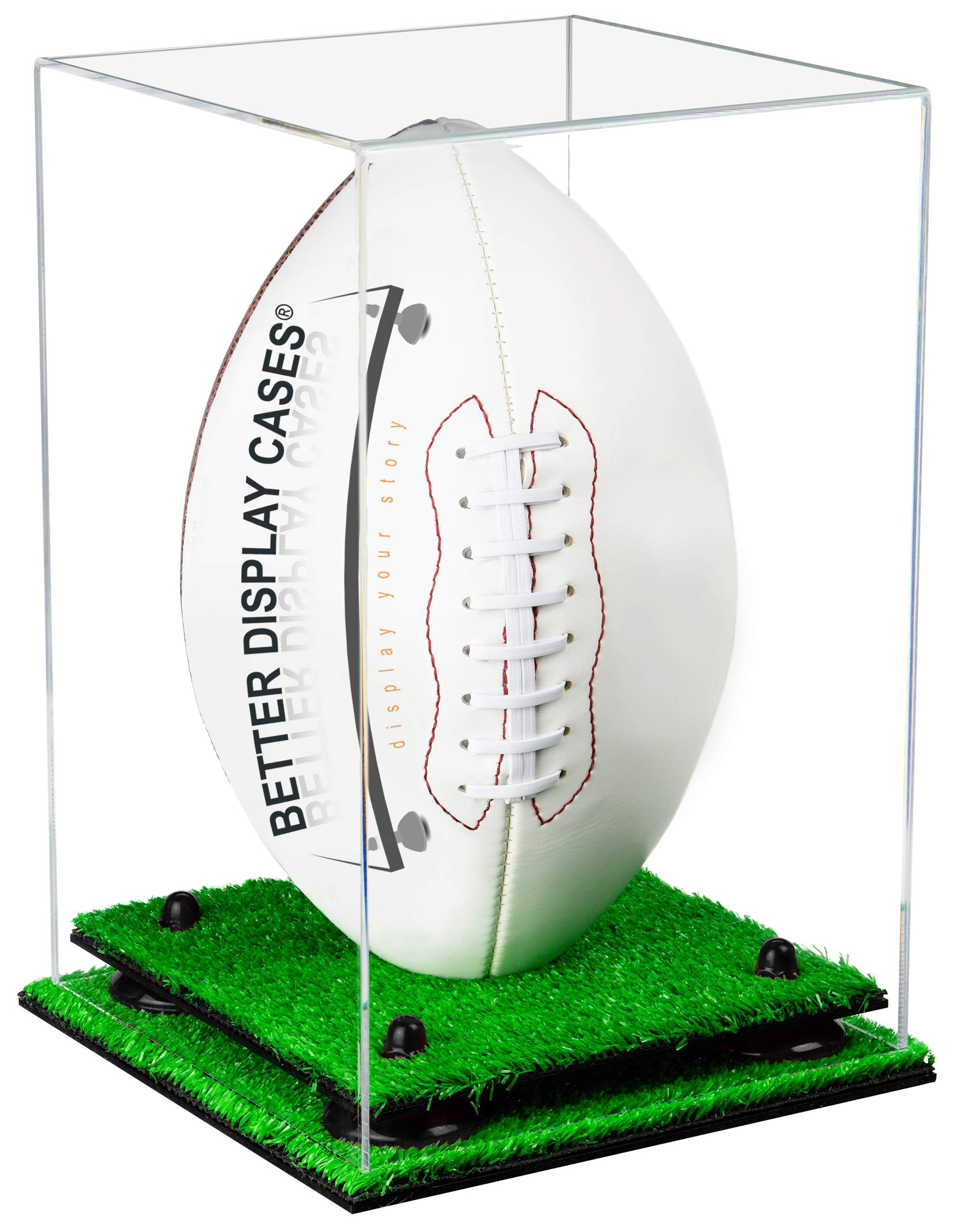 Clear Acrylic Football Display Case Vertical With Risers and Turf Base ...