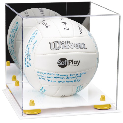 Acrylic Volleyball Display Case with Mirror, shops Risers and White Base (A027-WB)