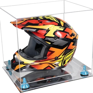 Acrylic Motorcycle Motocross or Nascar Racing Helmet Display Case with Risers and Mirror Base (A024/V61)