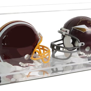 Better Display Cases Acrylic 2 Mini Football Helmet (not Full Size) Display Case with Case, Risers, Wallmount and Mirror Base (A019/V46)