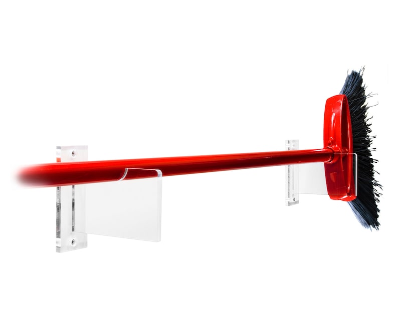 Deluxe Clear Acrylic Broom Horizontal Wall Mount Bracket A023 Bd Ss