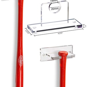 Acrylic Wall Mounts and Display Stands for Mini Baseball Bats (Medium, Regular or Large Size Mini)
