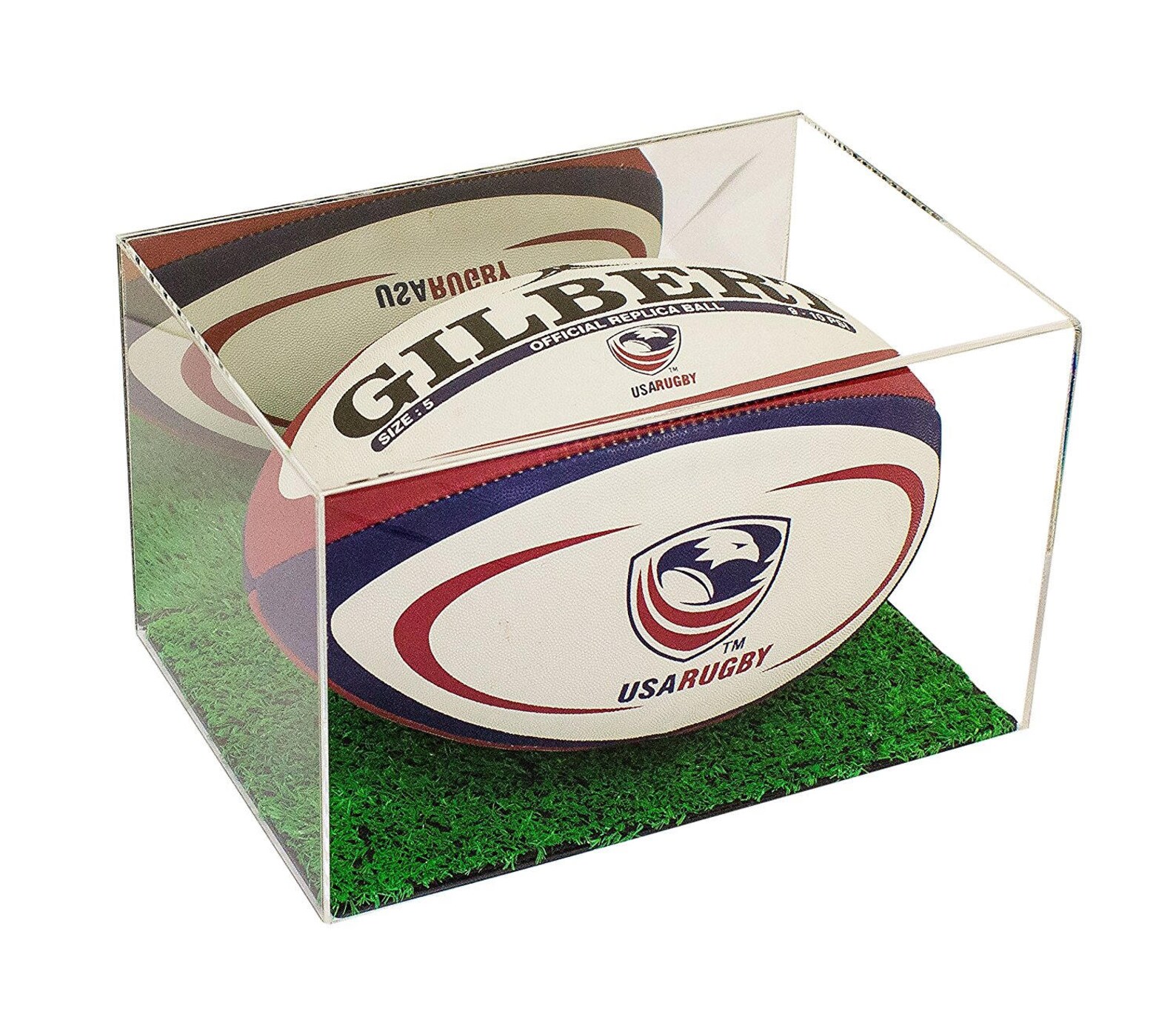 Deluxe Acrylic Rugby Ball Display Case With Green Turf Bottom Etsy