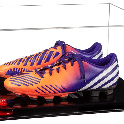 Clear Acrylic shops Shoe Pair Display Case for Soccer Cleats Football Cleats with Risers and Black Base (A026-BB)