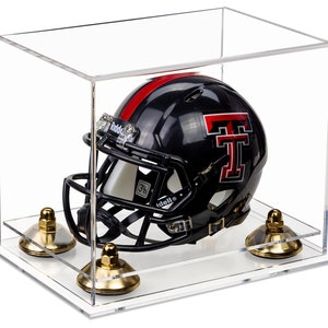 Deluxe Clear Acrylic Mini Football Helmet Display Case (not Full Size) with Risers and Clear Base (A003-CB)