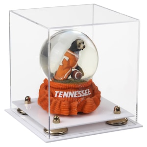 Versatile Acrylic Clear Display Case - Small Rectangle Box with Risers and White Base 8&quot; x 8&quot; x 8.5&quot; (A015-WB)