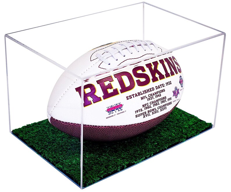 A018-TB Deluxe Acrylic Football Display Case with Turf Bottom