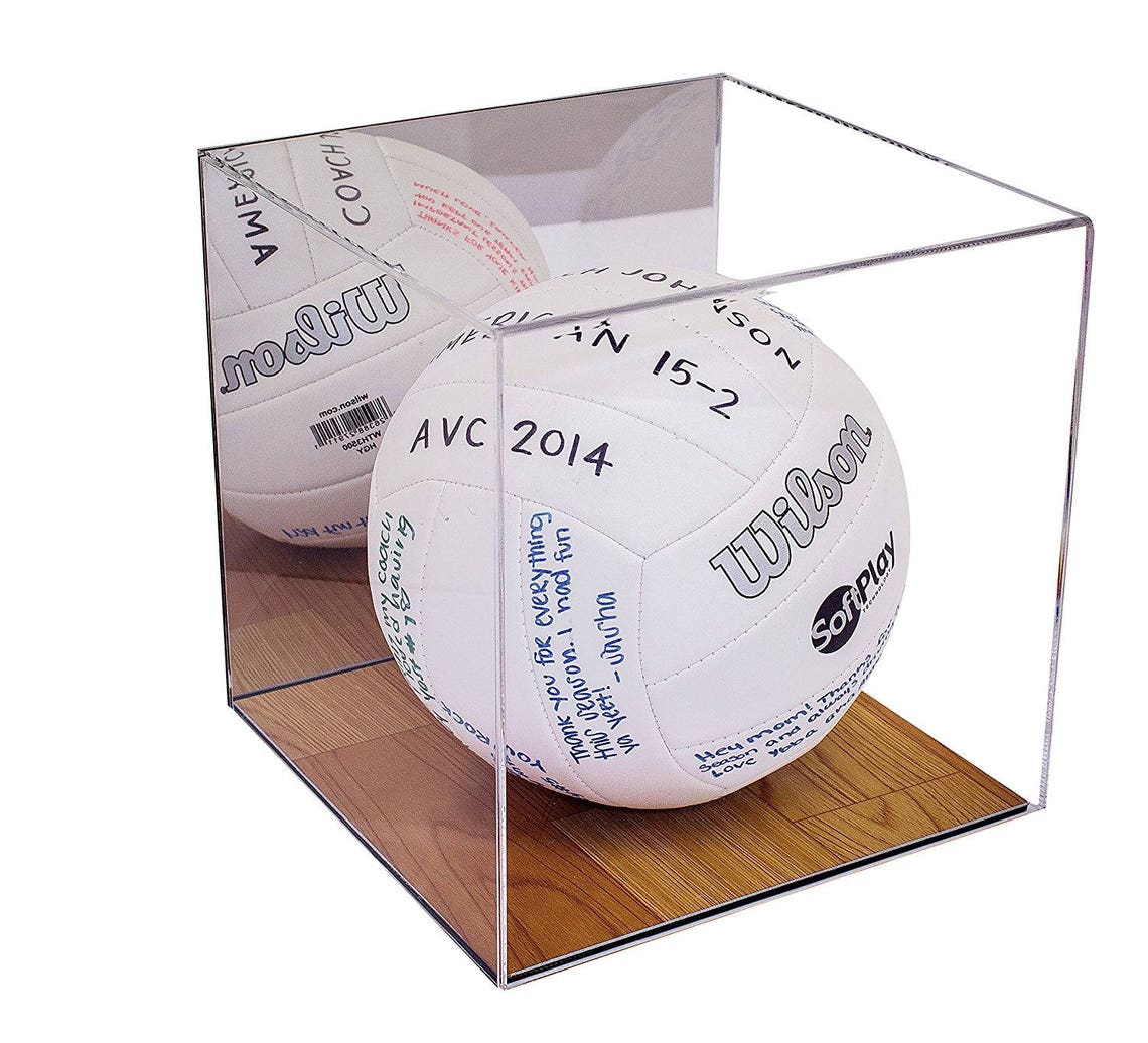 Deluxe Acrylic Volleyball Display Case With Simulated Wood Etsy