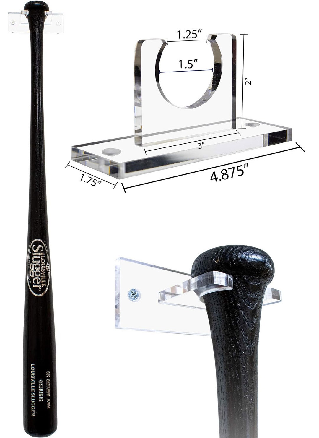 2 Pairs Acrylic Lightsaber Wall Mount Stand Baseball Maldives