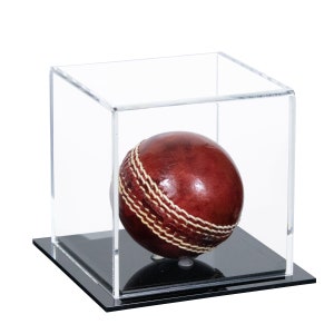 Better Display Cases Clear Acrylic Display Case Cricket Ball with Base 4&quot; x 4&quot; x 4&quot; (A057/B23)