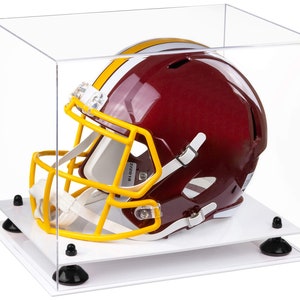 Clear Acrylic Football Helmet Display Case with Risers and White Base (A002-WB)