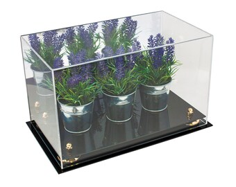 Versatile Handmade Acrylic Display Case with Mirror - 14" x 8" x 8.5" - (A011)