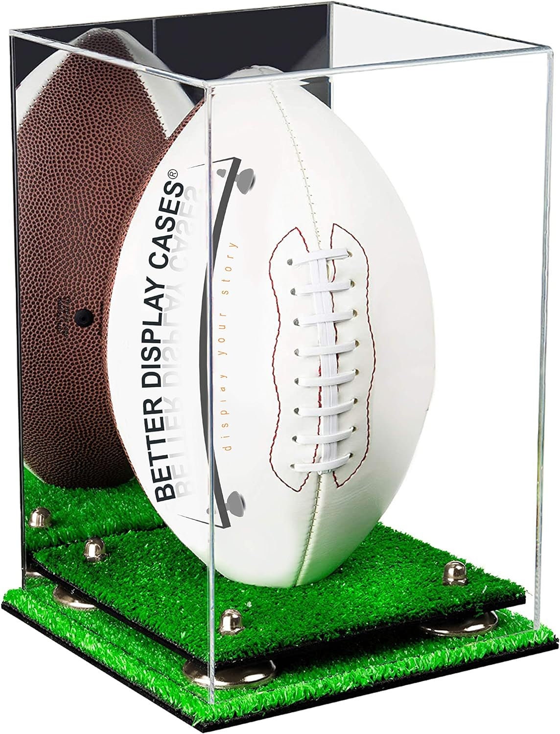 Clear Acrylic Football Display Case Vertical With Risers and Turf Base ...