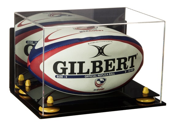 Acrylic Rugby Ball Display Case With Mirror, Wall Mount and Risers A004 -   Israel
