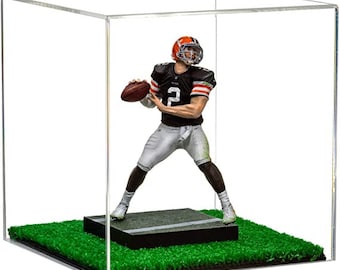 Better Display Cases Versatile Clear Acrylic Display Case, Cube, Dust Cover or Riser with Turf Base 8" X 8" X 8" (A059/V32)