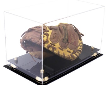 Clear Acrylic Baseball Catchers Glove Display Case with Risers (A011)