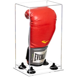 Better Display Cases Acrylic Vertical Boxing Glove Display Case with Risers and Clear Base - 8&quot; x 6&quot; x 14&quot; (A092/V18)