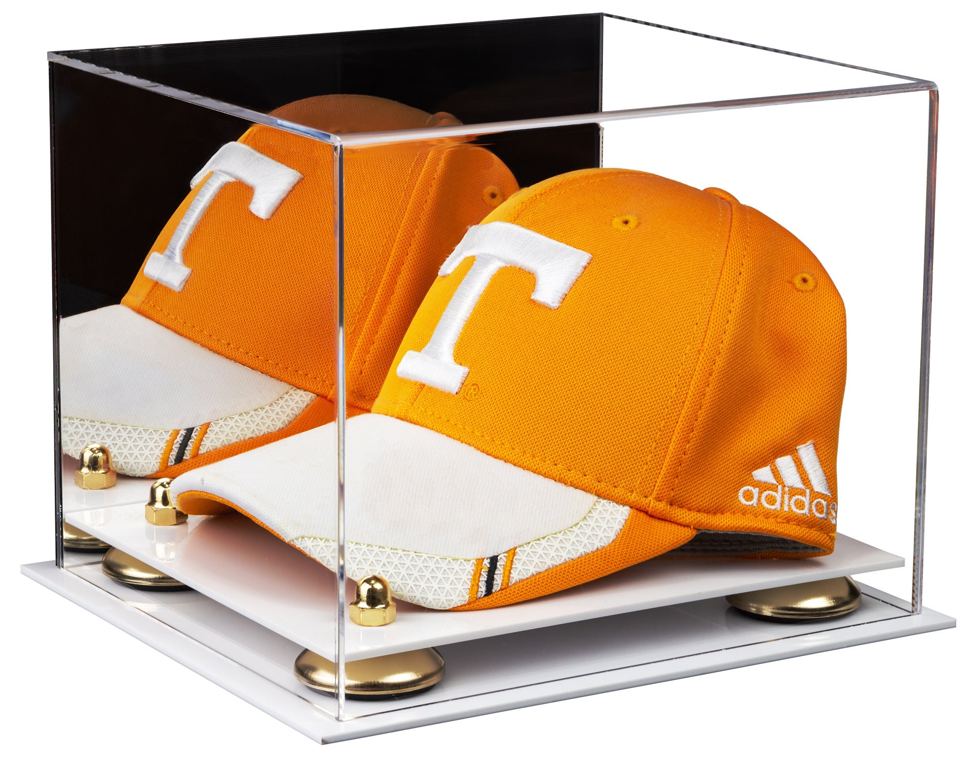 Cap Display Case with Mirror Risers 