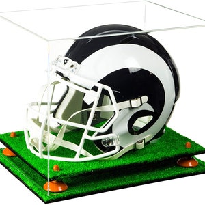Clear Acrylic Full-Size Football Helmet Display Case with Risers and Turf Base (A002/V44)