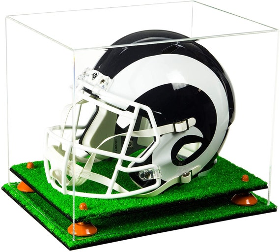 vitrina de acrílico tamaño real casco fútbol americano.