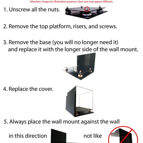 Versatile Deluxe Acrylic Display Case - Medium Square Box with Mirror, Wall Mount and Risers 10