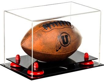 Clear Acrylic MINI - Miniature (not full size) Football Display Case with Risers (A005)