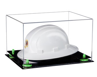 Better Display Cases Clear Acrylic Large Helmet - Hard Hat Display with Risers and Black Base (A082/V13)