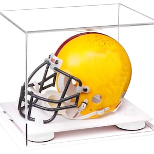 Clear Acrylic Mini - Miniature Football Helmet (not Full Size) Display Case with Risers and White Base (A003-WB)