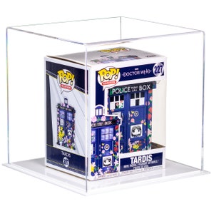 Better Display Cases Versatile Acrylic Clear Display Case - Medium Square Box with White Base 9.75&quot; x 9.75&quot; x 9.75&quot; (V02/A027)