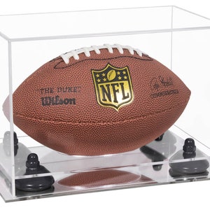 Acrylic Miniature Football Helmet (not Full Size) Display Case with Clear ,Mirror & Wall mount Case white Risers and Mirror Base (B43/A005)