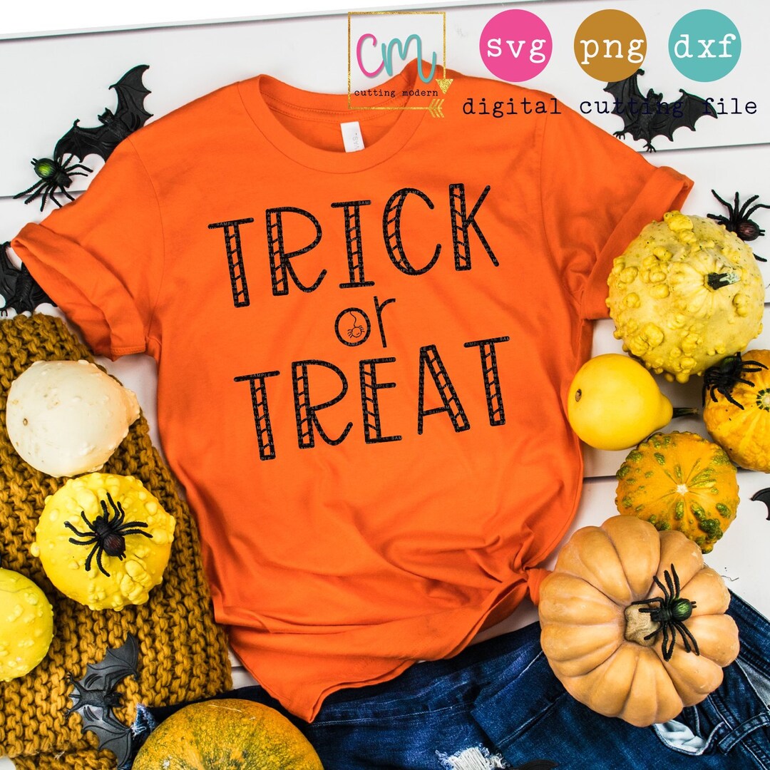 Trick or Treat Halloween SVG PNG DXF Silhouette Cameo and - Etsy